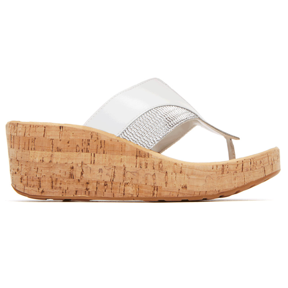 Rockport Womens Weekend Casuals Lanea Gore Thong - Wedges White - XRM841530